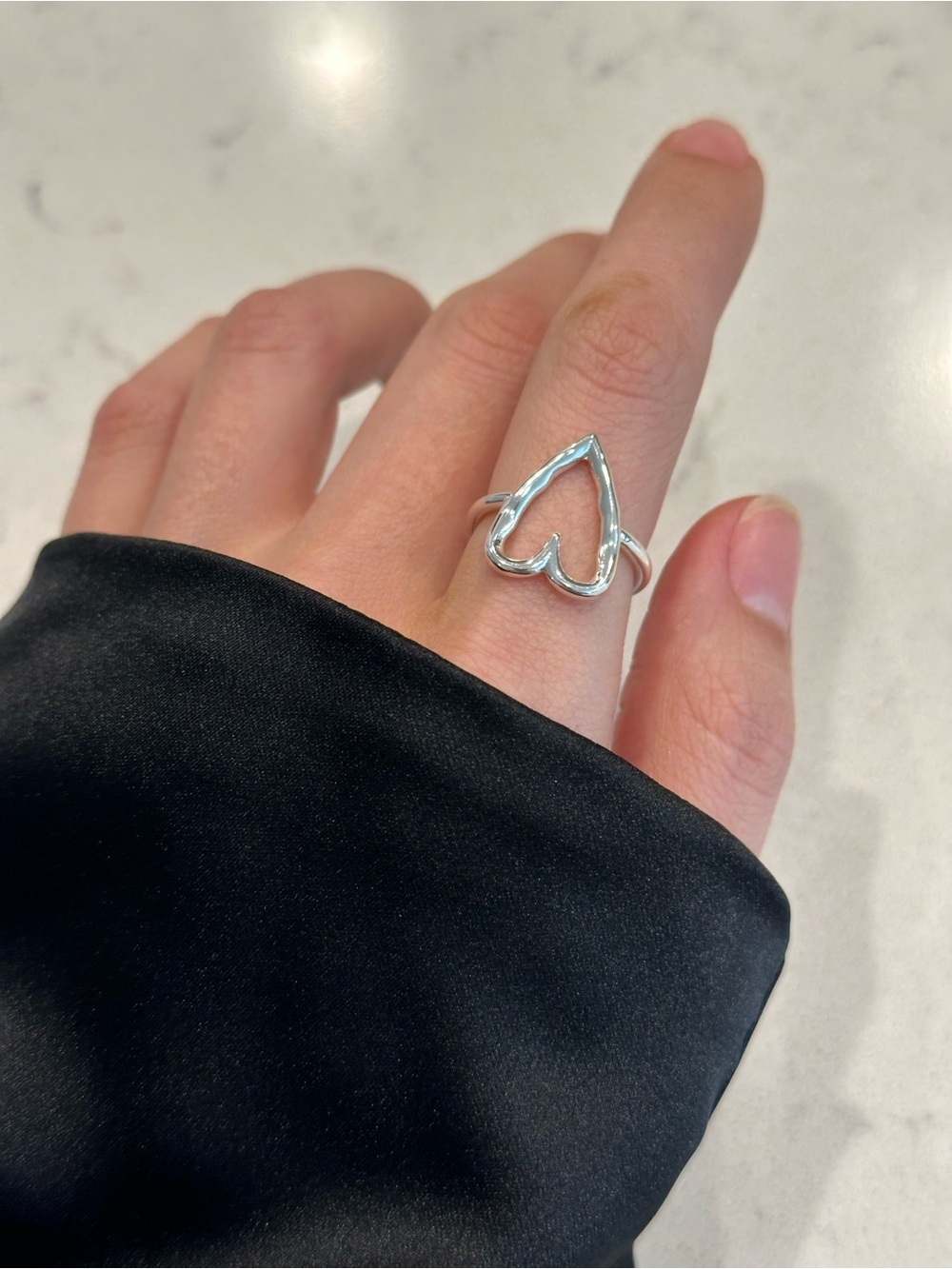 925 Sterling Silver Open Heart Ring - Women's Jewelry Trendy